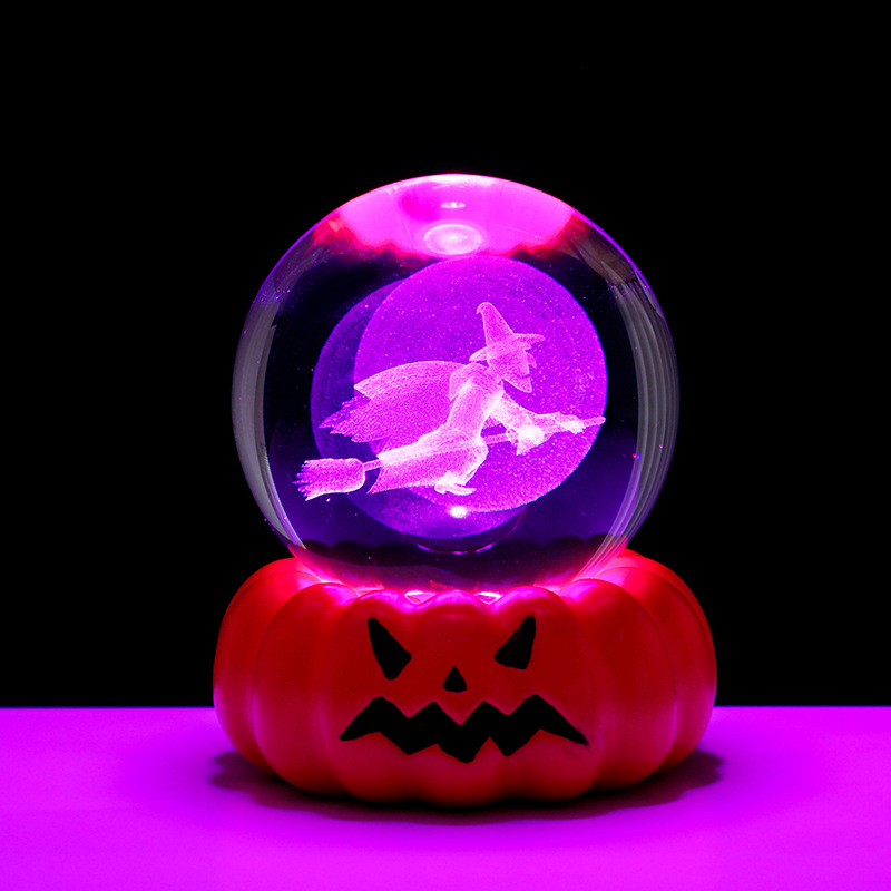 クロスボーダーハロウィンゴースト3Dクリスタルボールナイトライト発光ベースクリエイティブデスクトップ装飾オーナメントホリデーギフト|undefined