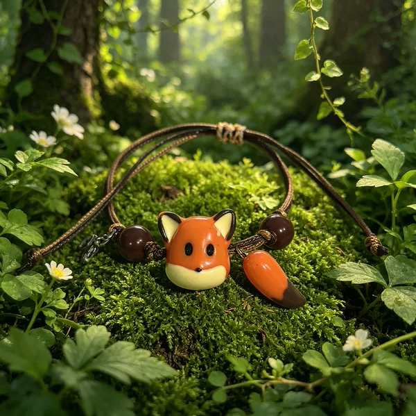 Little Fox Bracelet, Niche Design, High Aesthetic Value, Hand-Woven Resin Jewelry, Fresh and Sweet Fox Bracelet for Women