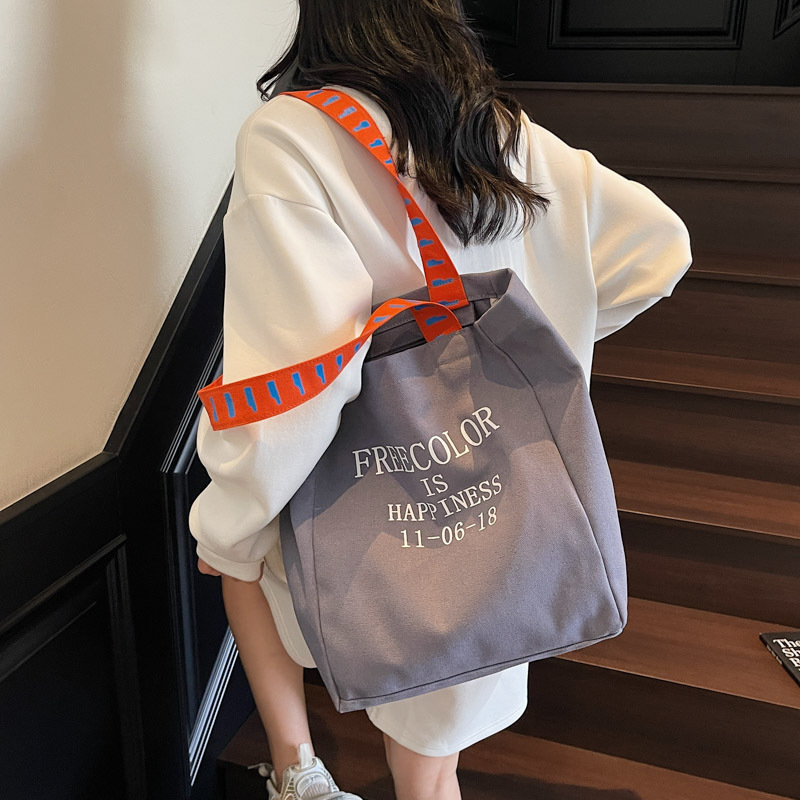 秋冬文艺风腋下大包包女2025新款时尚帆布单肩包大学生上课托特包|undefined
