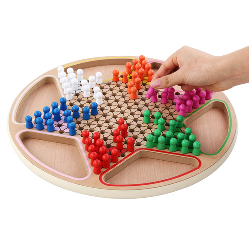 Large wooden two-in-one backgammon, flying chess, checkers, children's kindergarten educational board game board game toy