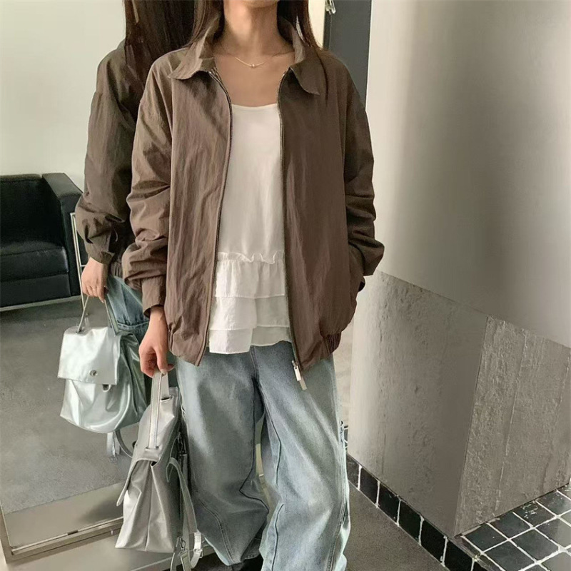 双面穿宽松格子翻领夹克外套男士美式高街设计感休闲飞行工装两穿|undefined