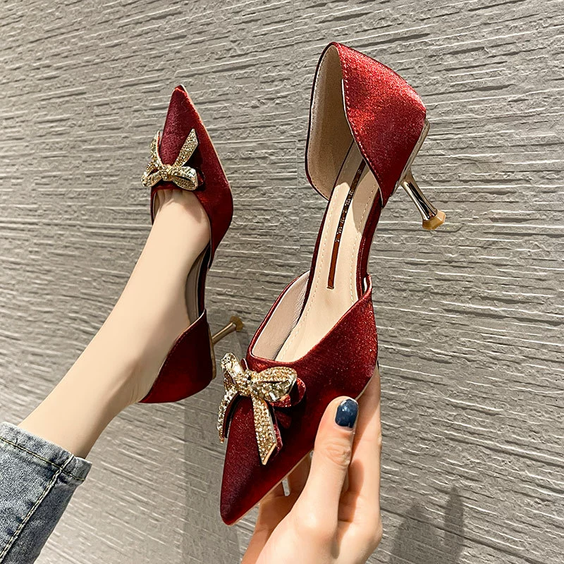 860-31 поколение корейской версии новой полой женской рабочей женской обуви на высоком каблуке с острым тонким каблуком и мелким ртом