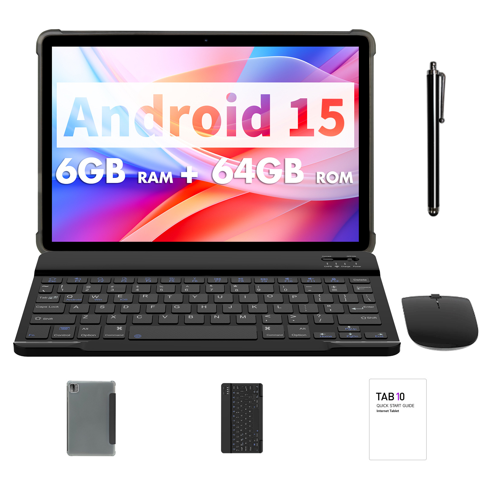 Cross-border new 10.1-inch Android 15 system with keyboard, mouse, leather case, touch pen business tablet