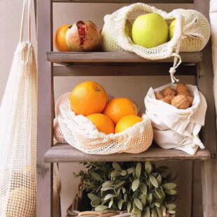 Amazon Organic Cosmetic Cotton Drawstring Bag Cotton Mesh Double Drawstring Pocket Foreign Trade Supermarket Fruit Storage Bag
