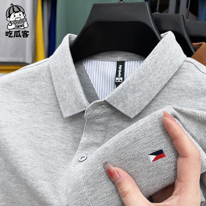 Hot Style Embroidered Handsome Lapel Polo Shirt Men's Fashionable Business Sports Summer Led T-Shirt Men's Short Sleeve