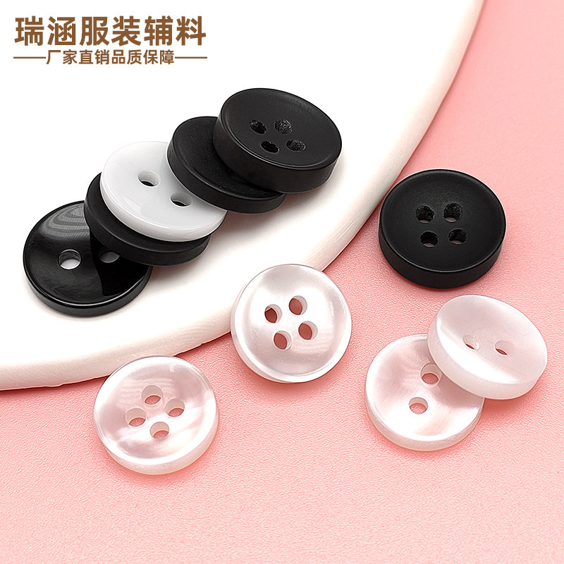 Resin Pearl bowl-shaped T-shirt shirt buckle white black bowl buckle dyed in stock women's clothing cardigan button