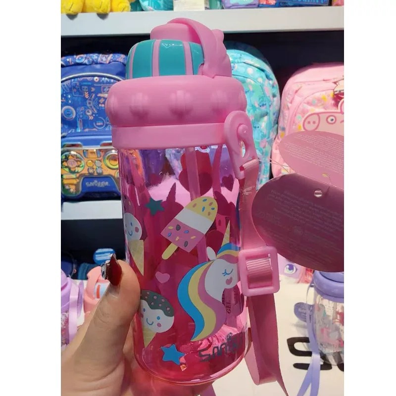 Australian smiggle taza de agua pajita plástico para niños estudiantes ligero y transparente taza de mano botella de agua de alto valor