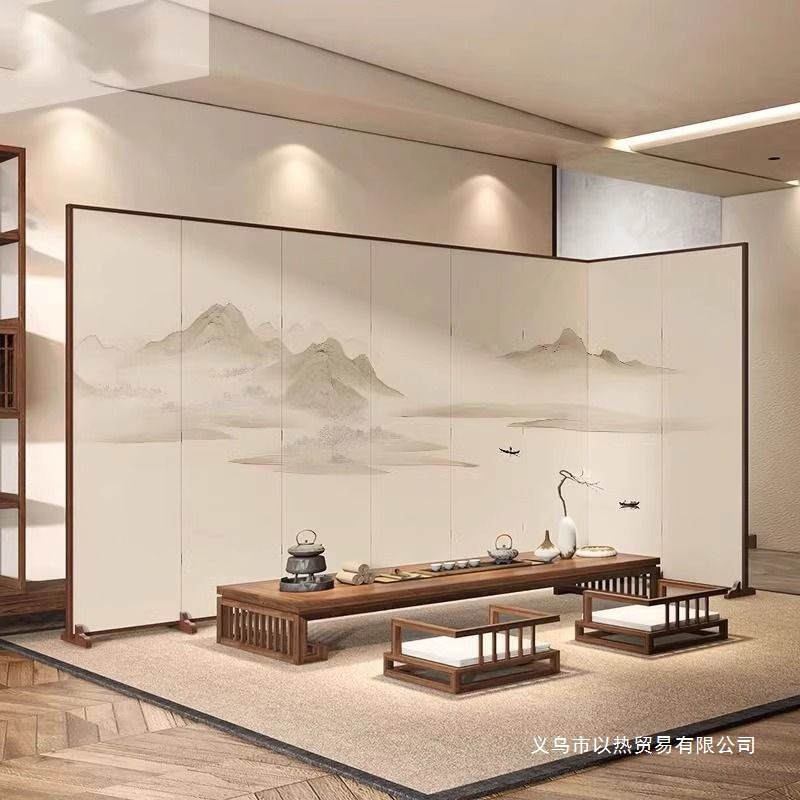 New Chinese Style Screen Partition Living Room Entrance Bedroom Hotel Folding Mobile Blocking Entrance Office Restaurant Tea Room