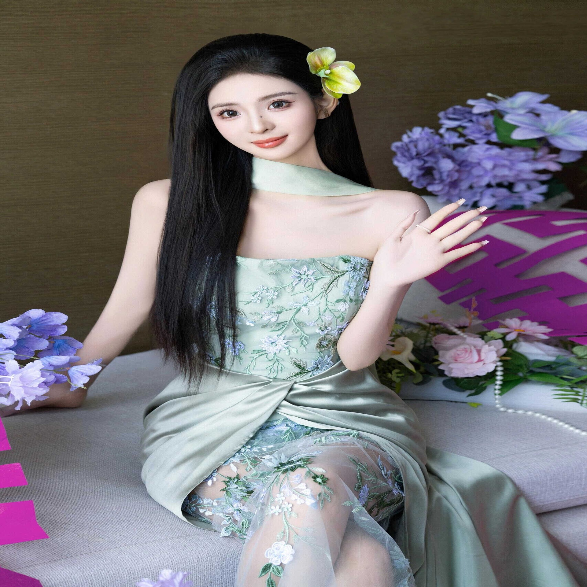 New Chinese Style Green Morning Gown High-end Atmospheric Toast Evening Dress Bride High-end Light Luxury Satin Neck dress