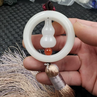 玉石车挂新疆和田白玉葫芦车挂金丝玉圆环车挂白玉车挂