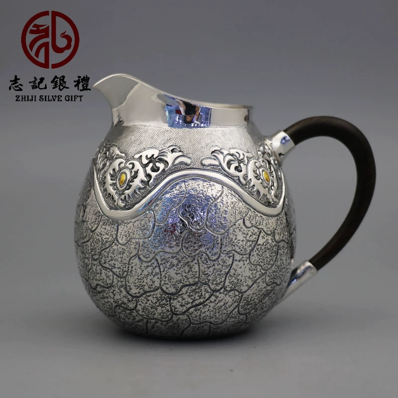 Sterling silver teapot tea set to make old stone pattern wood handle tea divisions