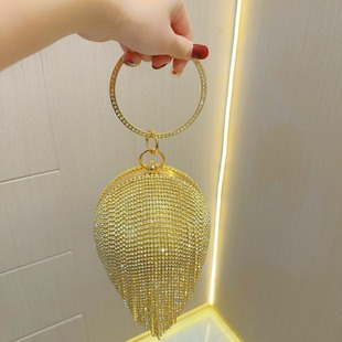 New Cross-border Clutch Bag Rhinestone Women's Bag Tassel Small Bag Banquet Bag Party Handbag Single Shoulder Crossbody Dinner Bag