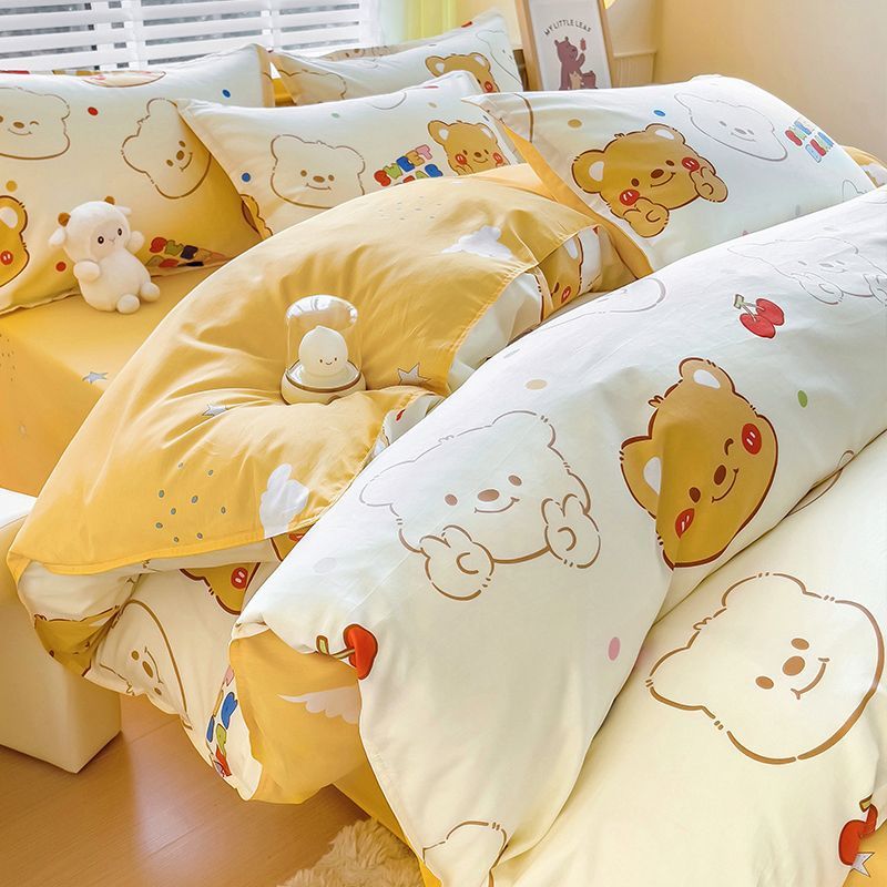 Cartoon coberta de edredón de algodón grueso de una sola pieza 1.5 dormitorio estudiantil 150x200x230 edredón único hogar