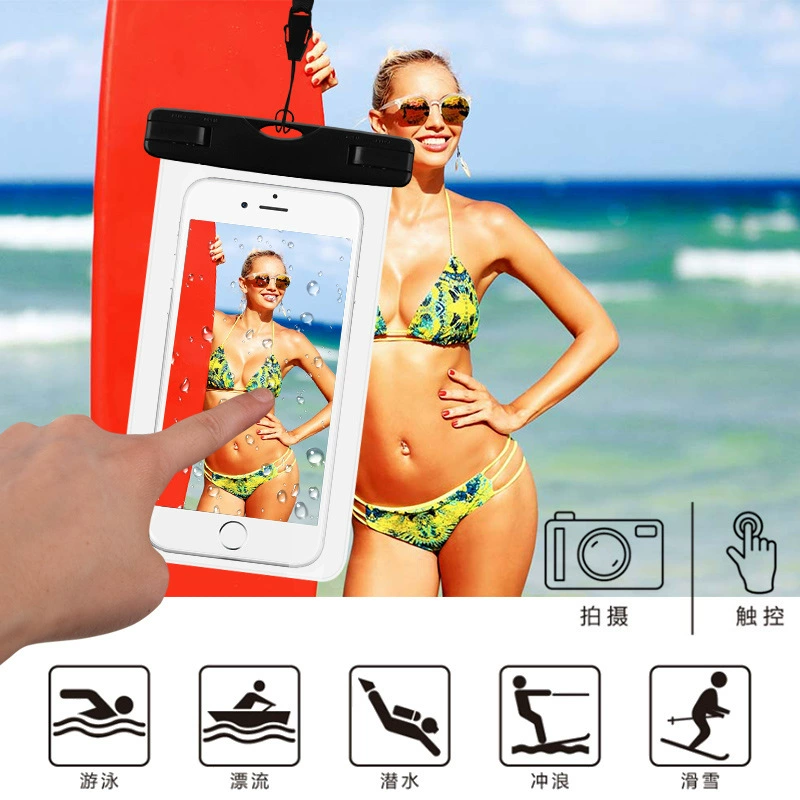 Travel transparent mobile phone protection for swimming, universal waterproof bag, strap, touch screen