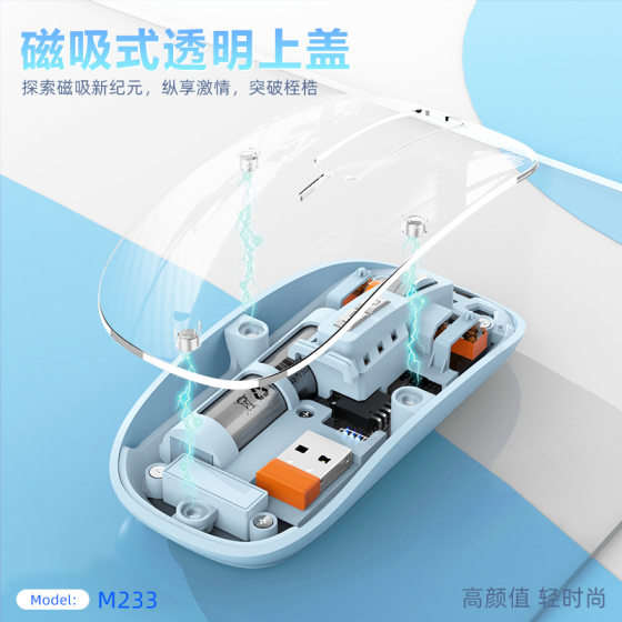 M233 Wireless Bluetooth Three-Mode Mute Transparent Mouse Business Office Gift Creative Suitable for Apple Huawei in stock
