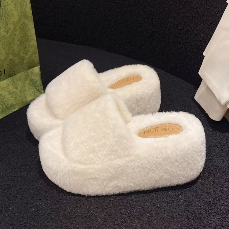 厚い底の丸い頭の交差の毛の女性のスリッパの保温の室内のファッションは厚い綿のスリッパの卸売りをプラスします。|undefined