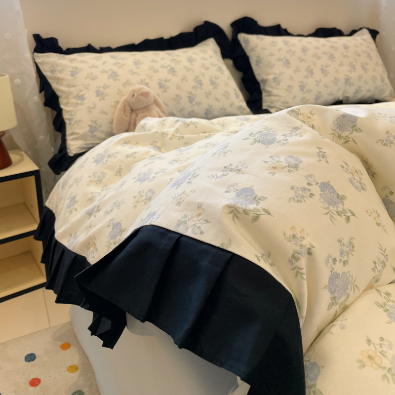 Clase A algodón puro algodón cuatro piezas pequeño encaje francés fresco edredón de grado madre y bebé sábanas dormitorio de 3 piezas