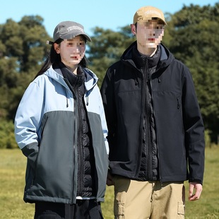 Cross-Border Wholesale Autumn and Winter Couple Style Color Matching Youth Outdoor Jacket Men's Waterproof and Windproof Three-In-One