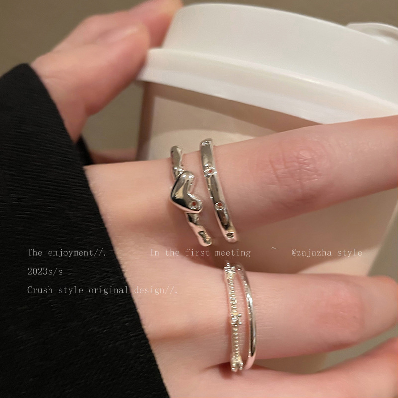 Heart-shaped Zircon Adjustable Ring For Women Minimalist Design_voghion.com