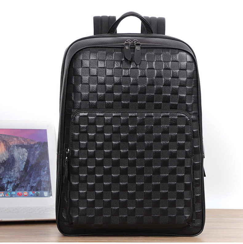 Ba lô nam da bò thật dung tích lớn 15.6 inch đựng laptop, túi du lịch 30×17×41 cm — Màu đen 1, Màu đen 2 chi tiết 2
