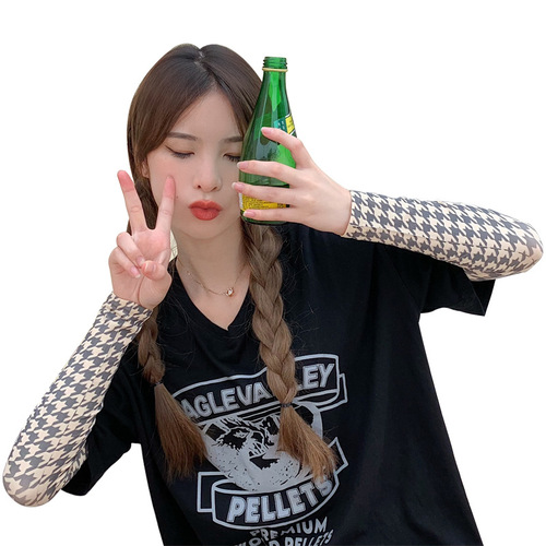 Sun protection hand sleeves arm guards ins versatile women's ice silk anti-UV ice glove sleeves summer thin Hyuna style sleeves