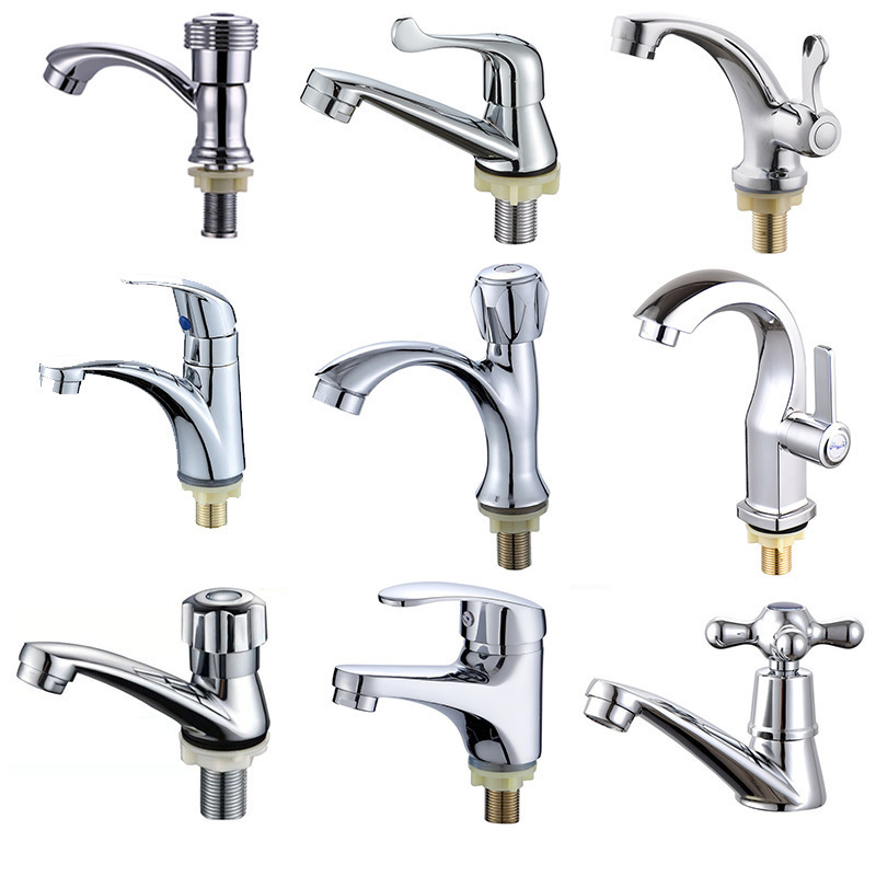 Basin Faucet with Cold Water, Electroplated Single-Hole Quick-Open Balcony Faucet