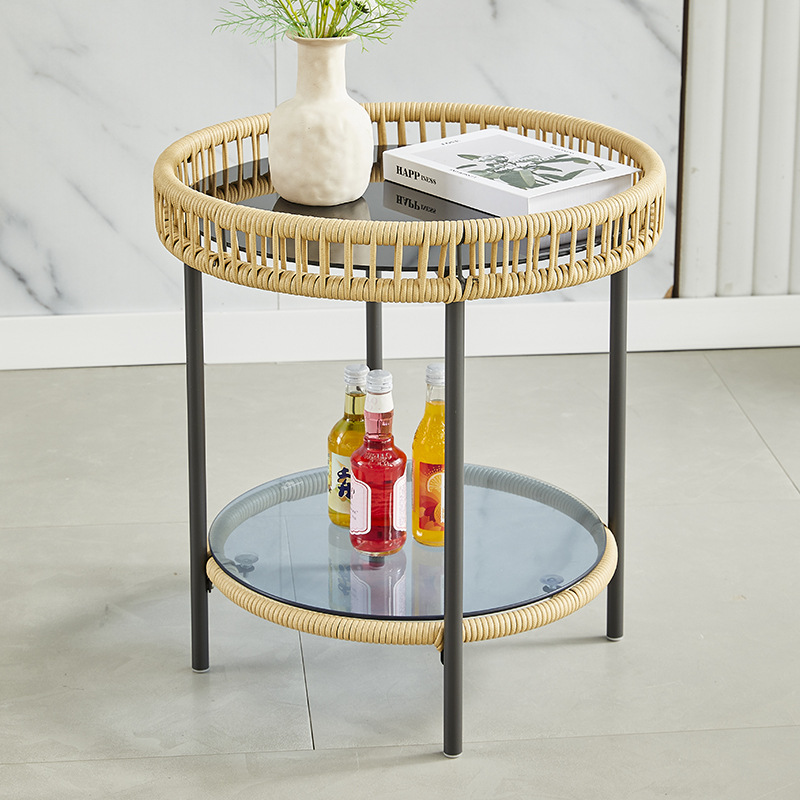 Sofá pequeño al aire libre de caña patio simple jardín de caña sofá silla de caña una sola silla de caña de tres piezas set mesa de té