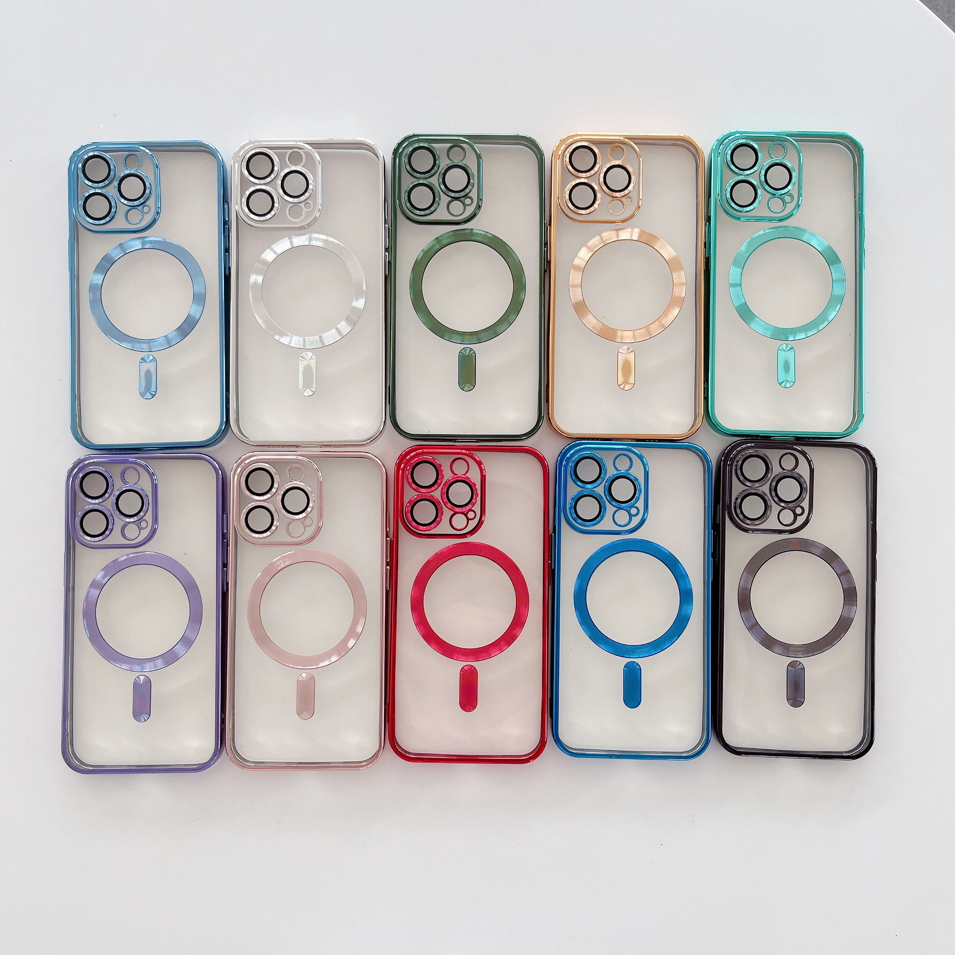 跨境适用苹果iPhone15磁吸手机壳14电镀CD纹透明Magsafe防摔TPU壳