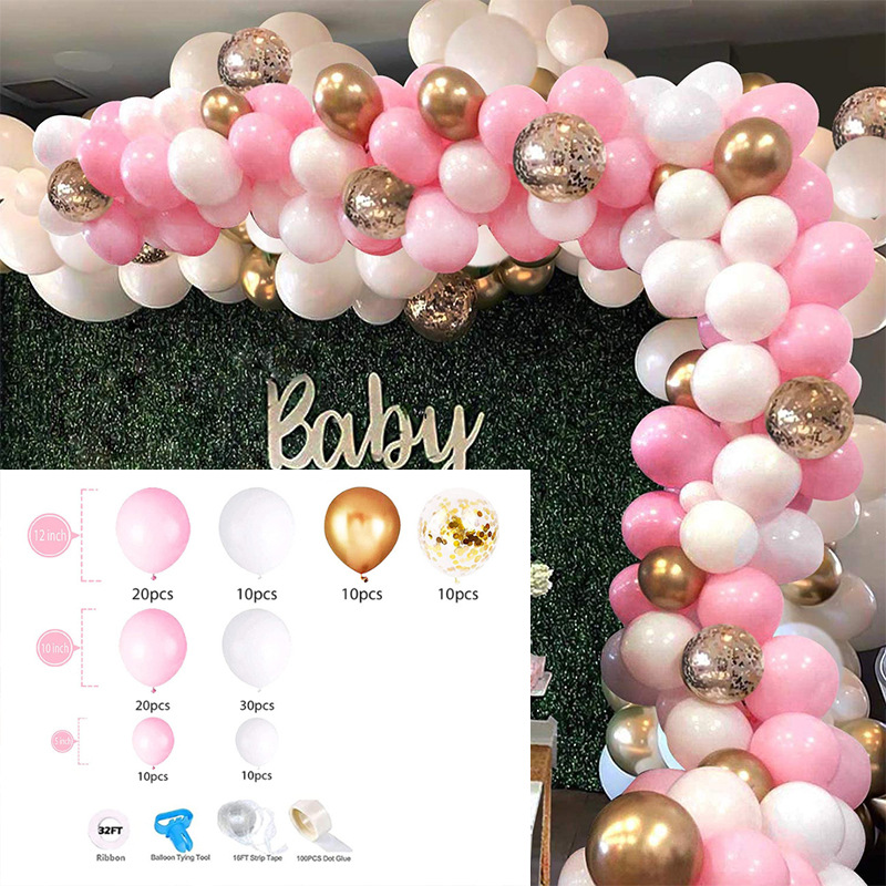 Transfronterizo Amazon látex Cadena de globos Boda Decoración del lugar de la boda Juego de globos de cumpleaños al por mayor