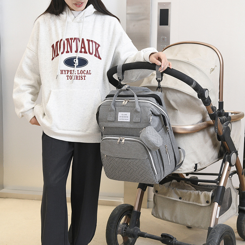 2024夏季新款輕便摺疊大容量媽咪包多功能母嬰包媽媽包背包雙肩包