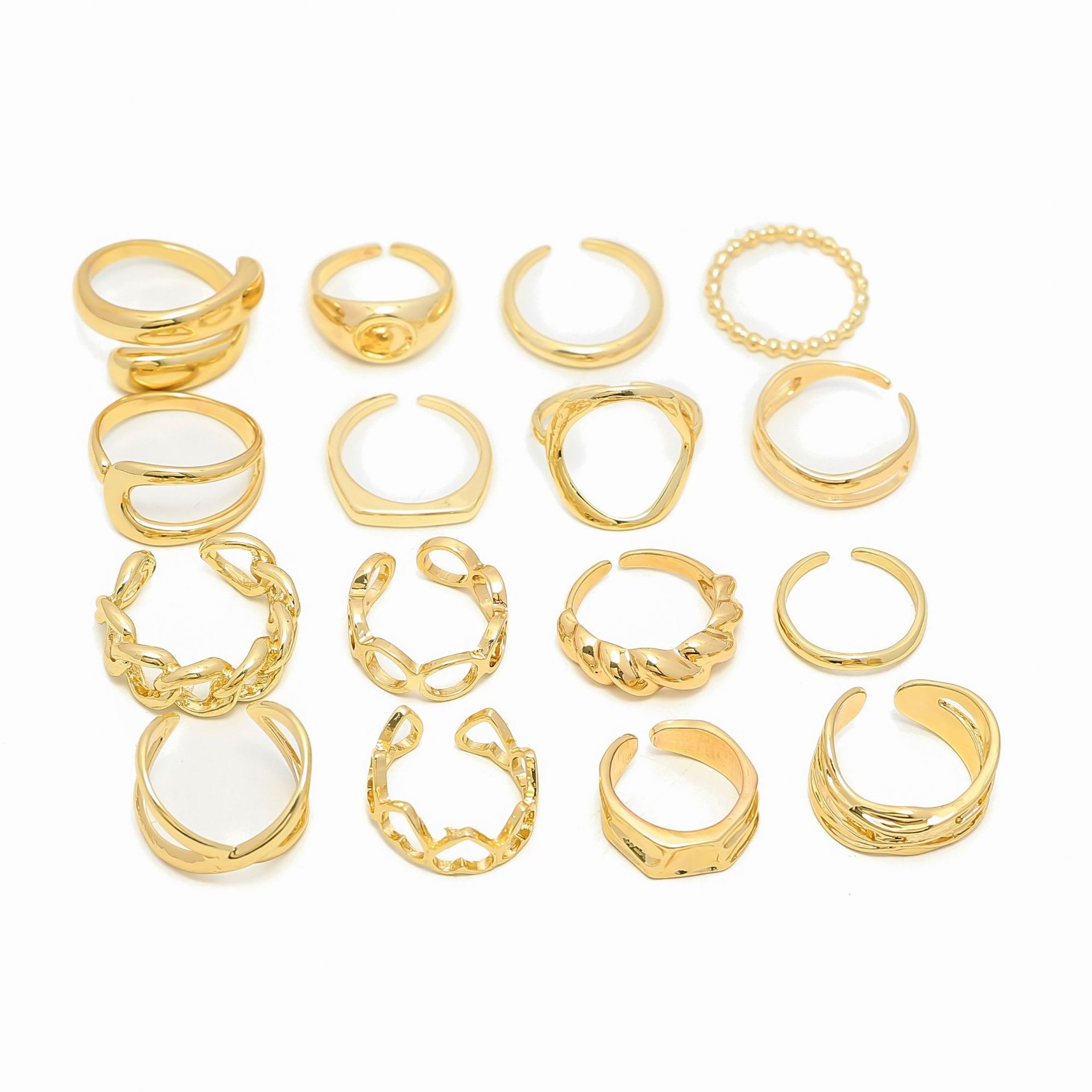 Estilo de lujo ligero europeo y americano transfronterizo, diseño de amor para damas, anillo abierto, diseño de nicho personalizado, joyería de anillo geométrico