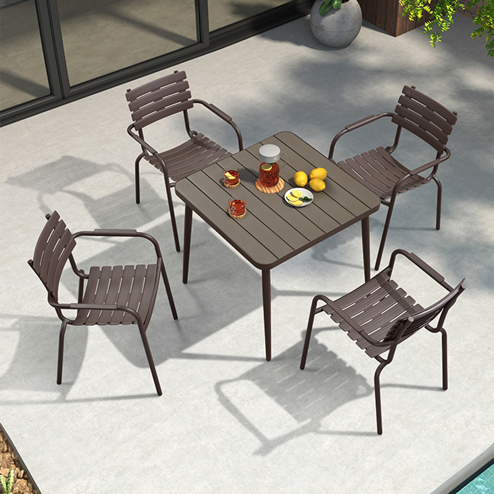 Outdoor table and chair set, outdoor garden wrought iron waterproof backrest chair, outdoor dining chair, leisure courtyard table and chair