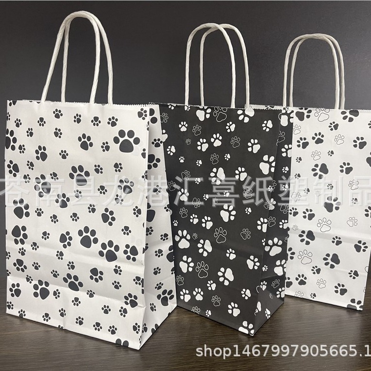 Amazon perro pata de dibujos animados lindo perro pata fiesta regalo de vacaciones caramelo bolsa de papel kraft suministro de fábrica