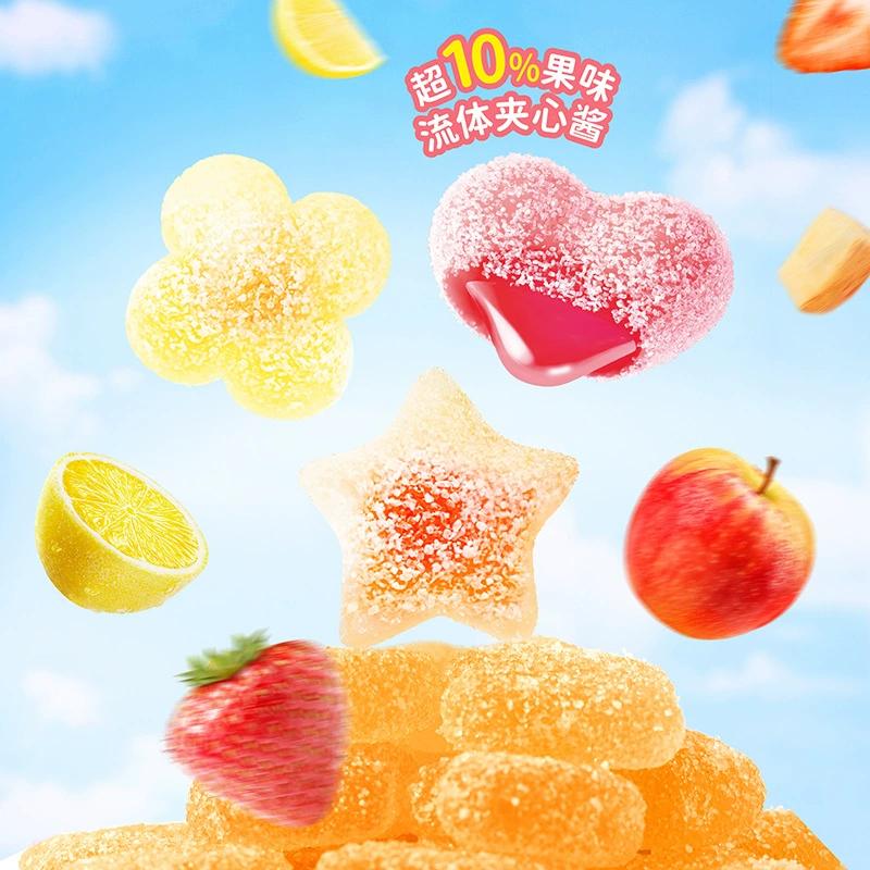 Супер-маркет не нужный текст - переводится как: Sour Sand Sandwich Gummy Candy 20g Strawberry Lemon Apple Juice Gummy Candy Children's Day Snack Wholesale