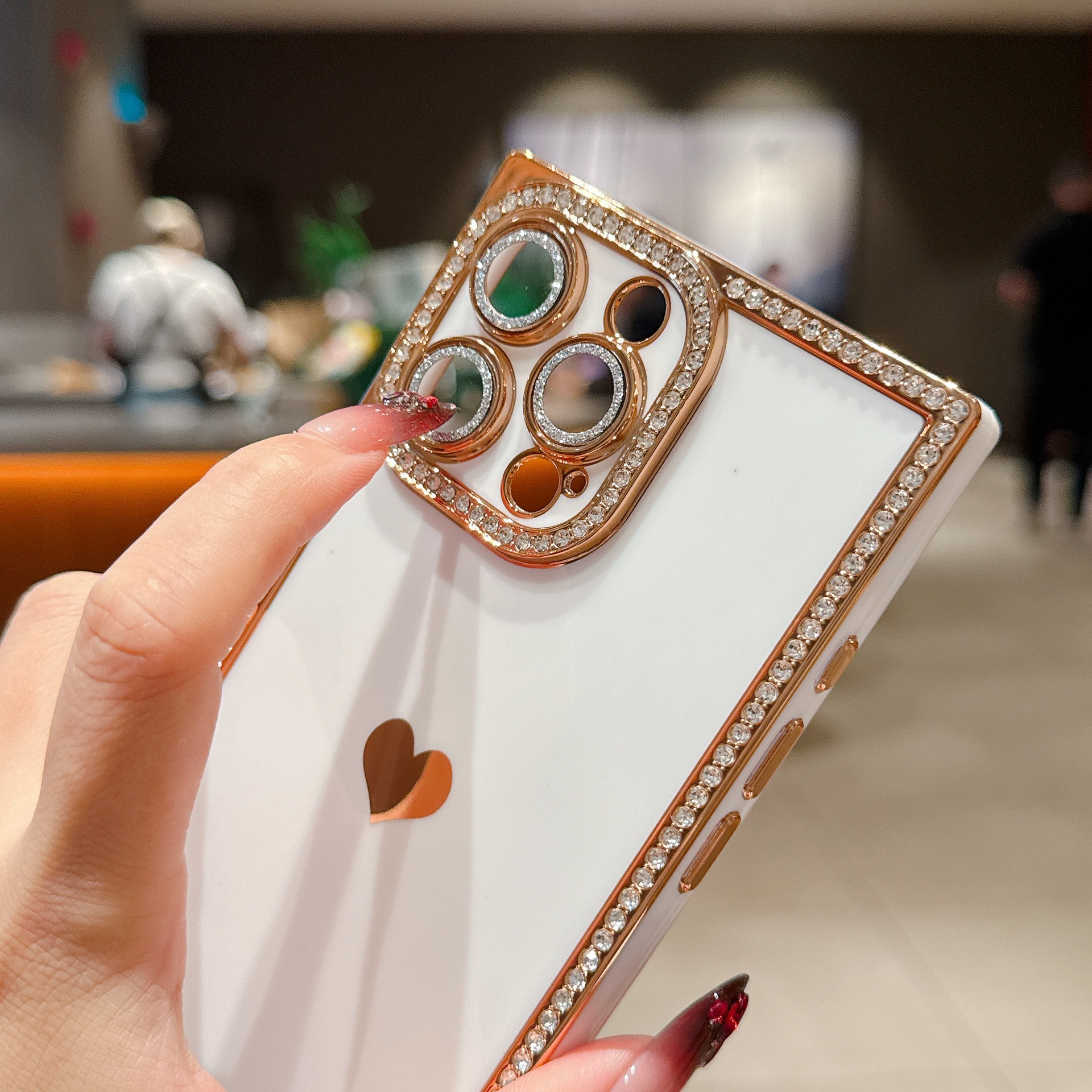 Suitable For IPhone 17 Electroplated Creative Border Phone 16 Full Cover With Glitter Mirror Film, 14 Anti-drop_voghion.com