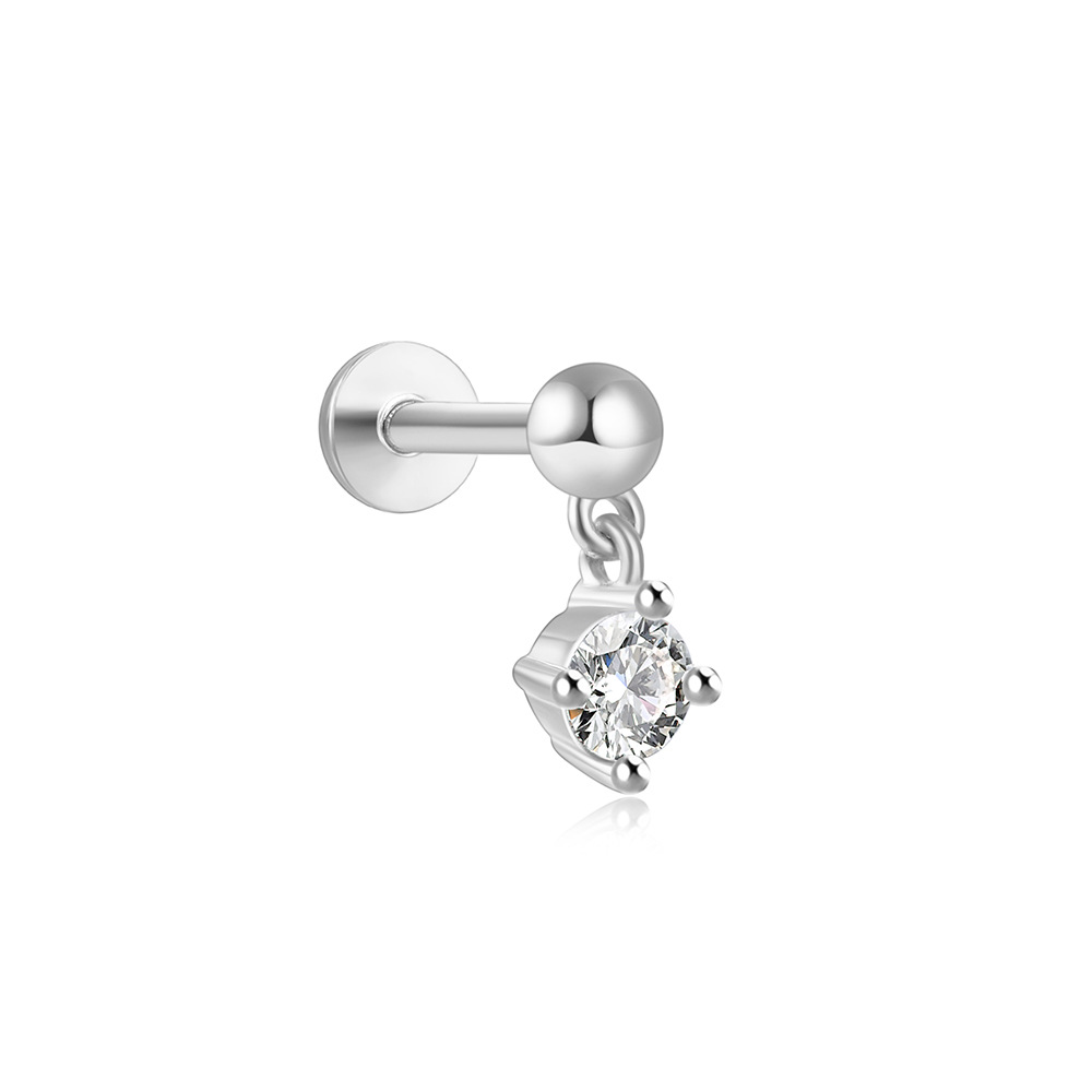 2g Weight Zircon Inlay Material Ear Studs Classification 1 Piece Quantity Daily Occasion 925 Sterling Silver Material Geometric Pattern Women's Gender Plating Design Simple Style Style 1 Piece Ear Cartilage Rings & Studs Simple Style Geometric 925 Sterling Silver Plating Zircon 101