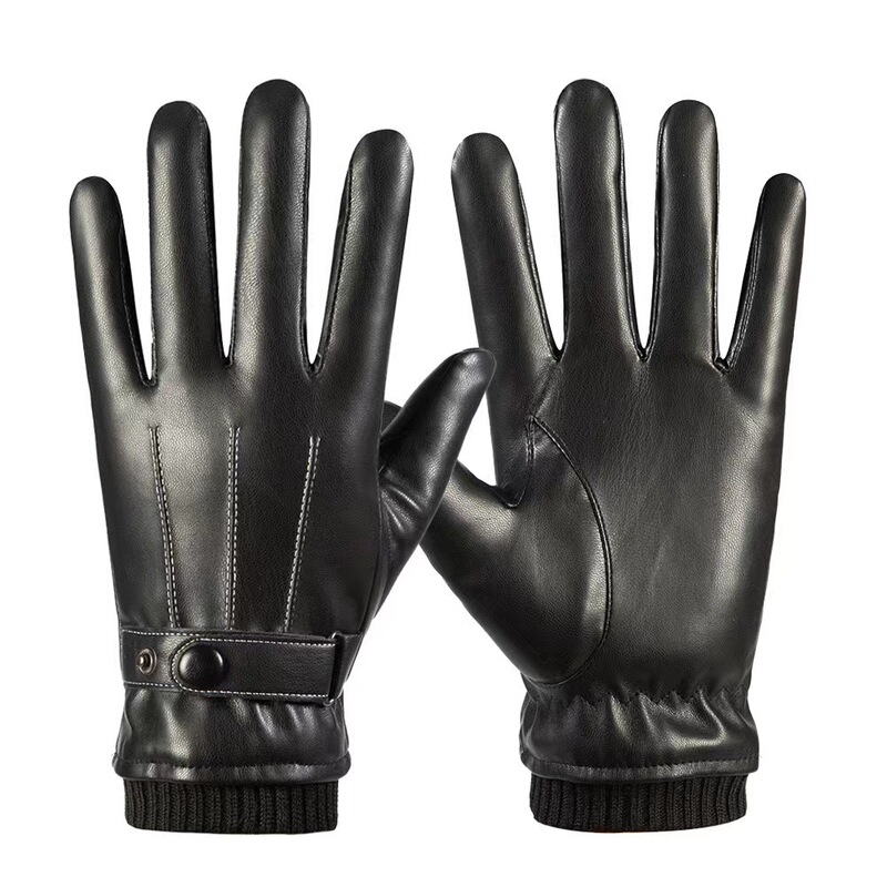 Autumn and Winter Men's Leather Gloves PU Touch Screen Waterproof Windproof Warm Adult fleece-lined Driving Finger Outdoor Riding Autumn and Winter Men's Leather Gloves PU Touch Screen Waterproof Windproof Warm Adult fleece-lined Driving Finger Outdoor Riding