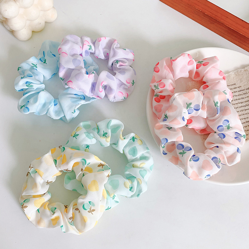 樱桃水果大肠发圈ins糖果色头绳可爱发饰韩版爱心发绳少女肥肠圈