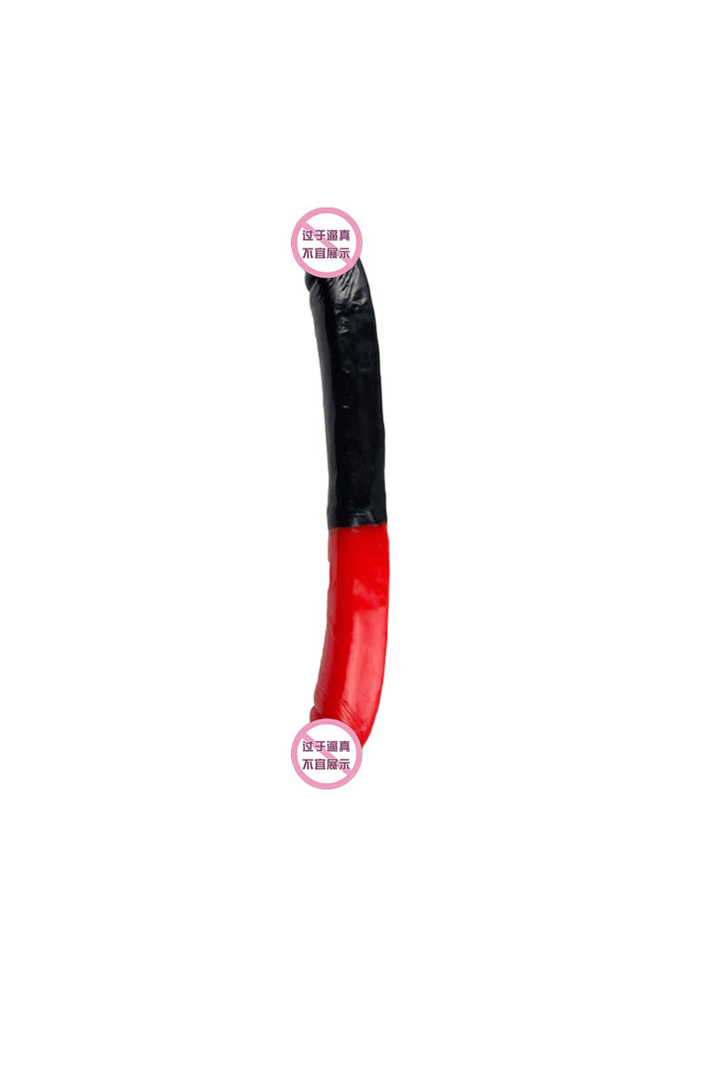 Double-Headed Dragon Dual-End Vibrating Dildo, Red and Black PVC, Large Size — detail image 4