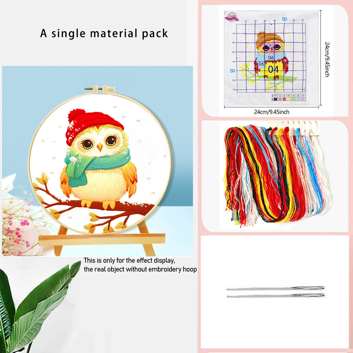 Paquete de material de punto de cruz de bricolaje caliente de Amazon Tres búhos animales de dibujos animados pequeño punto de cruz image 4