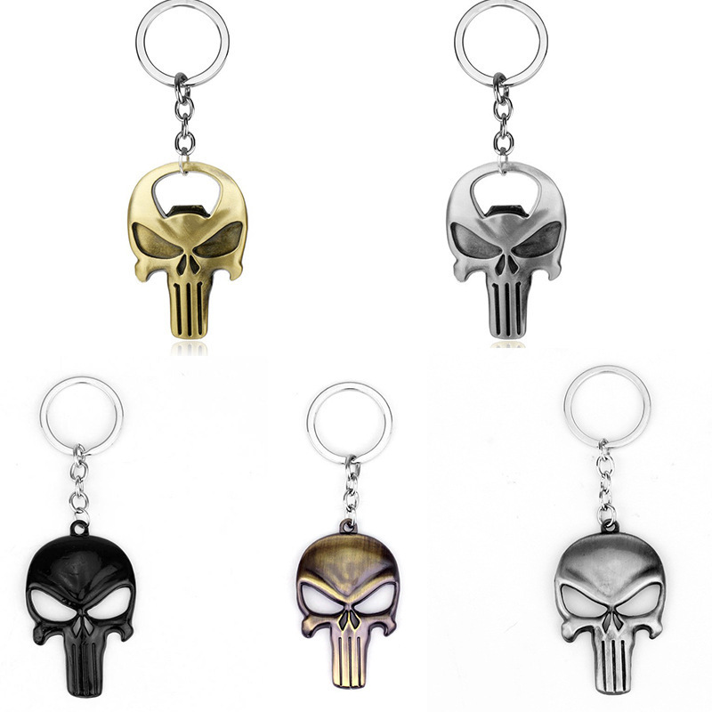 European and American Film and Television Halloween Funny Fun Retro Metal Skull Bottle Opener Punisher Skull Keychain