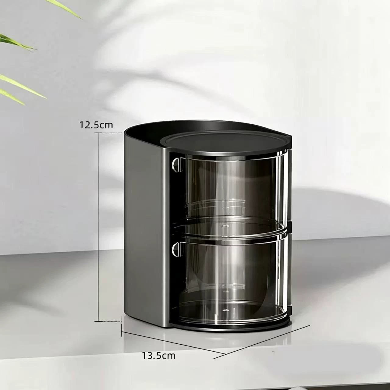 Rotating Cosmetic Organizer, Divided 2–3 Layer Makeup Storage Box, Compact 10×13.7×18.5 cm
