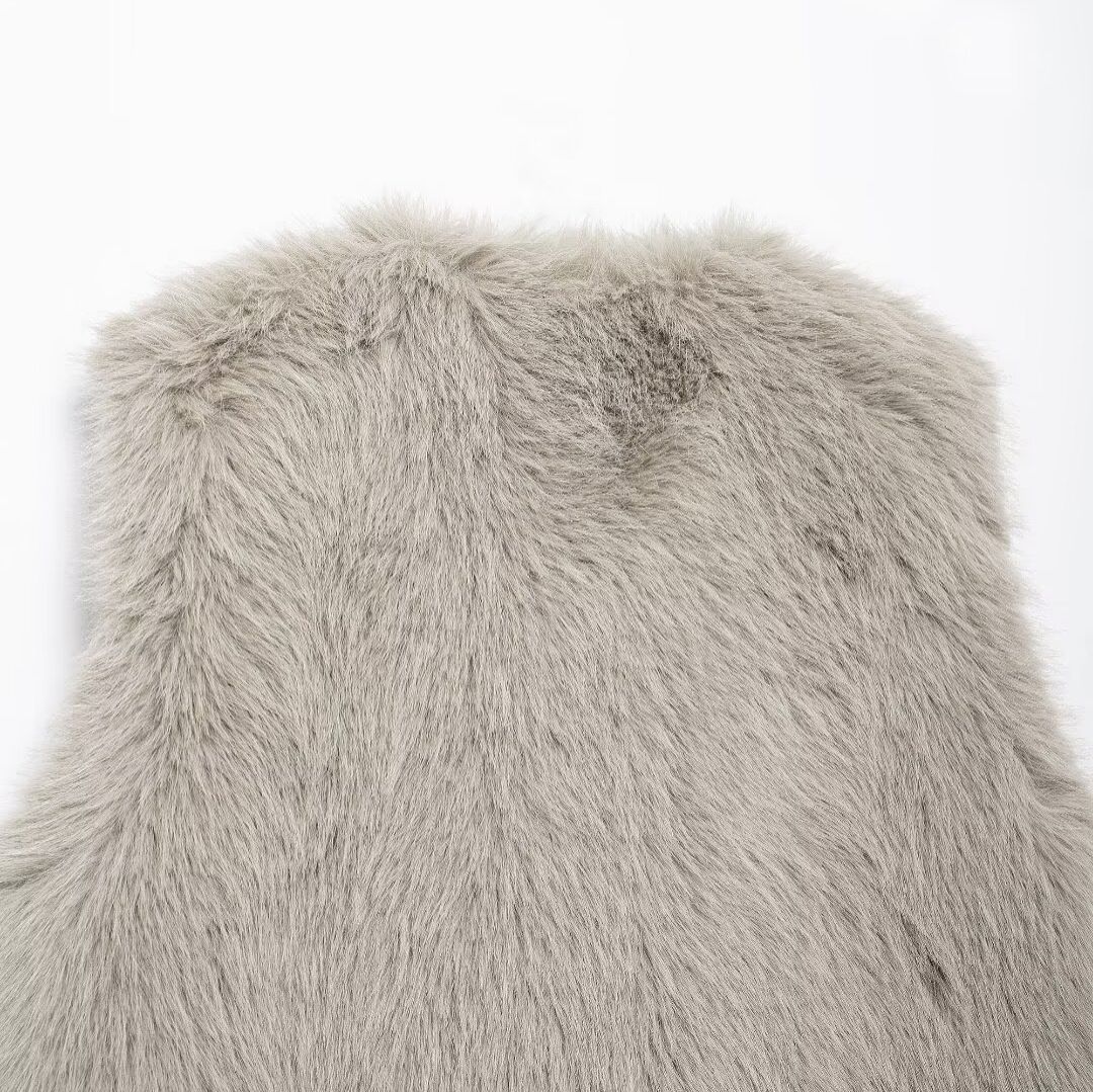 Damenbekleidung Herbst und Winter neue Modeweste mit Felleffekt_voghion.com