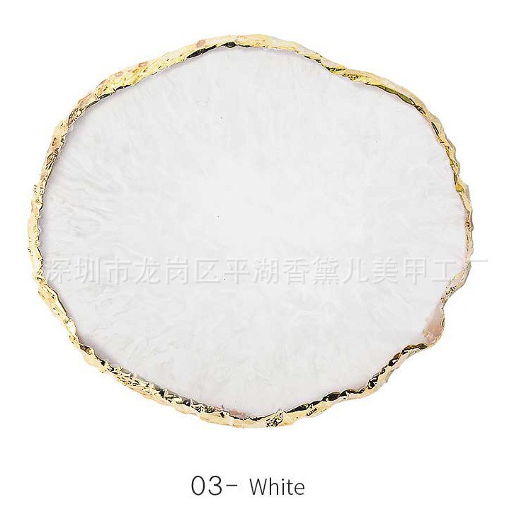 Arte de uñas paleta de cristal japonés ágata paleta de borde dorado cristal marbling pintado paleta de colores herramienta