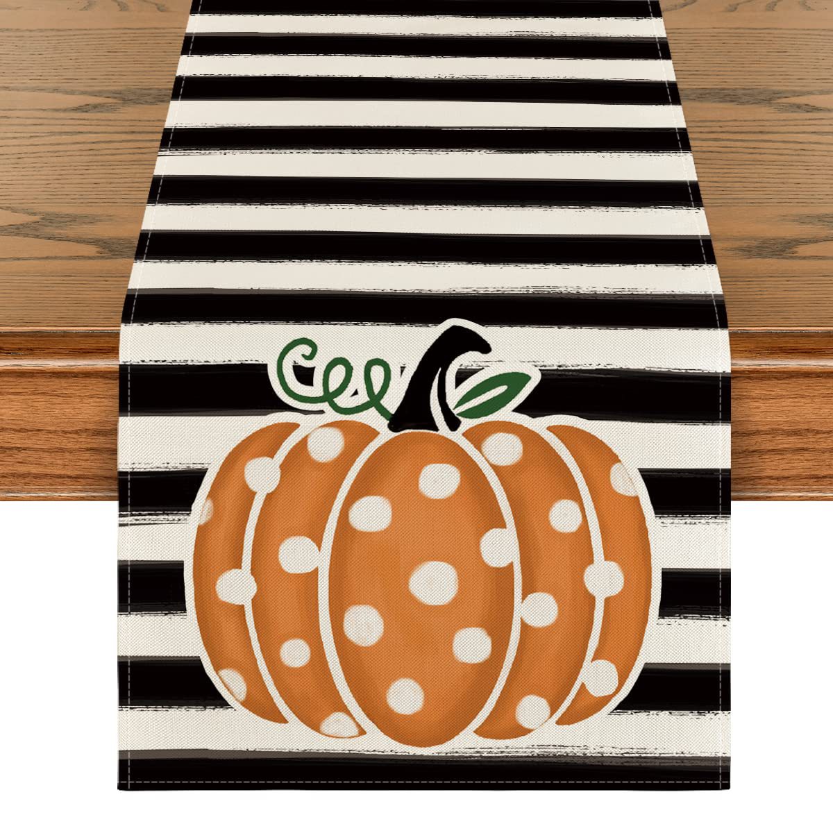 Bandera de mesa de Acción de Gracias calabaza lino almohadilla lavable toalla de mesa tela impresa antideslizante almohadilla de mesa rayas aislamiento térmico bandera de mesa image 8