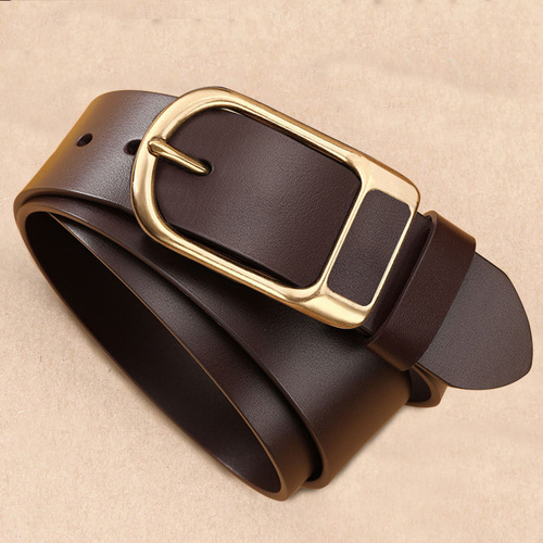 Retro Leather Men's Genuine Leather Casual Business Simple Calfskin Belt for Men, Youth Fashion and Versatile Needle Clasp Pant Belt