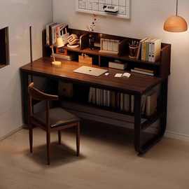 白色电脑桌台式家用书桌书架一体卧室中小学生写字桌学习桌办公桌