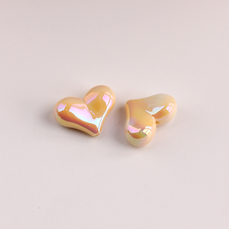 2g Weight Beads Jewelry Making Type DIY Ornament Accessories Classification 1 Piece Quantity Acrylic Material Heart Shape Pattern All Seasons Season Plating Design Sweet Style 1 Piece Acrylic Heart Shape Beads DIY Ornament Accessories 4