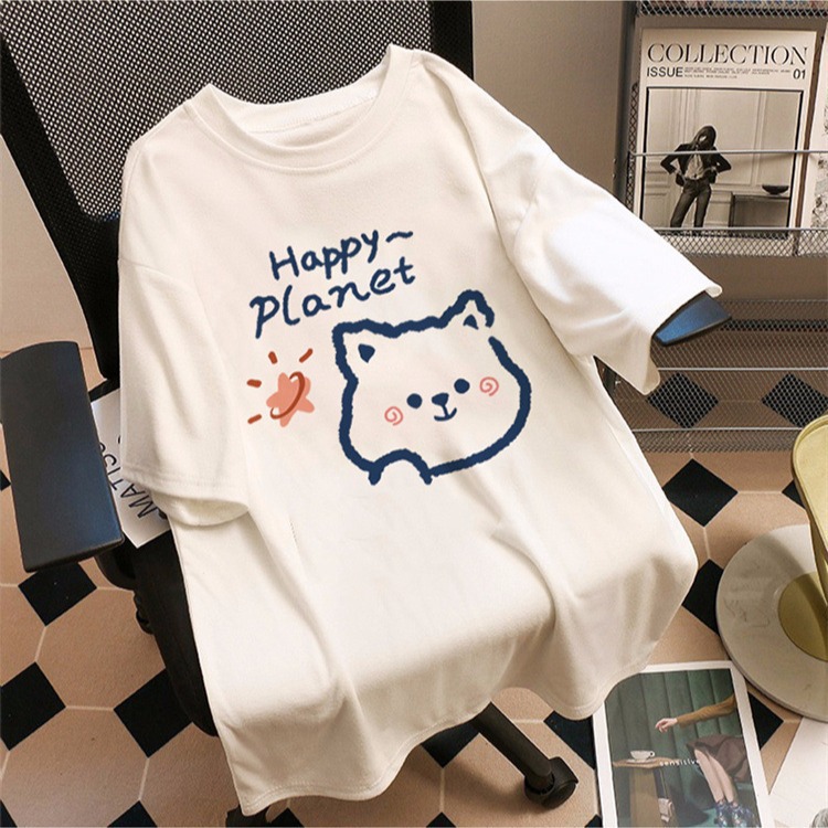 Tide, summer cartoon trend short sleeve T-shirt, loose fit 2