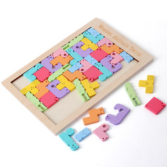 Creative Wooden Colorful Animal Tetris 0.18 Children's Early Education Brain Teaser 3D Puzzle Board Toy
